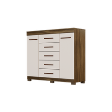 Comoda 2 puertas 5 cajones 119x137x45cm amendoia blanco misuri