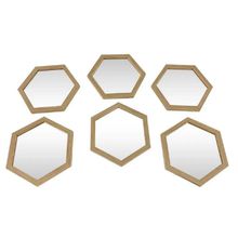 Set 6 pzas espejos decorativos Oriana borde dorado 26x22cm