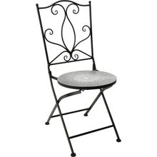 Silla de exterior metal negro y asiento blanco bistro
