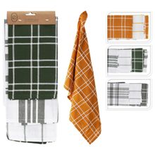 Set 3 toallas para cocina surt.x3 gris/verde/ocre
