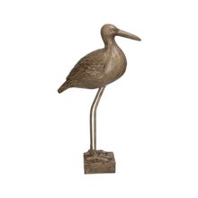 Adorno pajaro poliresina marron 21x10x38cm