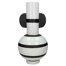 Florero Loza Blanco Lineas Negras 22X42 Cm