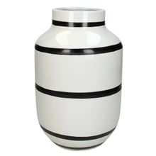 Jarron Loza Blanco Lineas Negras 20X31 Cm