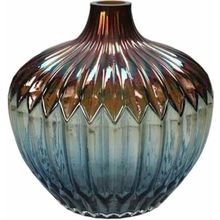 Florero Vidrio Cafe Degradado Azul D 17 Cm