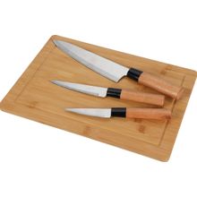 Juego de cuchillos 3pzas + tabla p/cortar