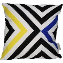 Cojin Lineas Negro Amarillo Azul 45X45 Cm