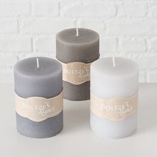 Pilar candle 3ass h10 grey/vela gris