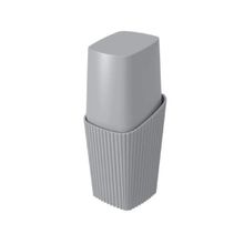 Porta cepillos de plastico c/tapa gris