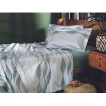 Jgo de sabanas tacto satinado queen estampado verde olas