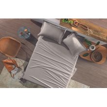 Jgo de sabanas tacto satinado queen gris liso