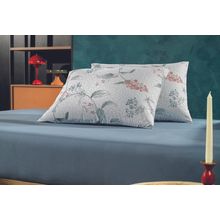 Jgo de sabanas simples tacto satinado queen estampado azul flores