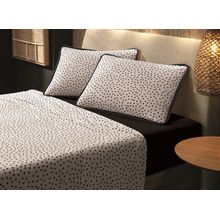 Jgo de sabanas algodon malla queen estampado bits branco - negro