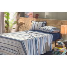 Jgo de sabanas simples algodon malla 1 1/2plz estampado azul horizons