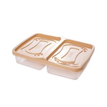 Recipiente clic rectangular con 2 divisiones 1.1l beige