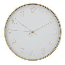 Reloj de pared blanco borde dorado 30cm