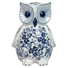 Buho decorativo blanco azul delft 20cm