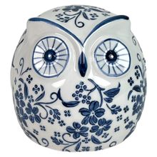 Buho decorativo blanco azul delft 11cm