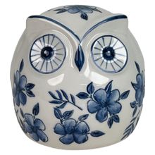Buho decorativo blanco azul flores delft 11cm