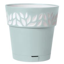 Maceta plastica 5.9" diseno hojas blue/white