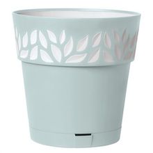 Maceta plastica 11.4" diseno hojas Blue/White