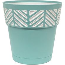 Maceta de ceramica 9.9" verde azulado