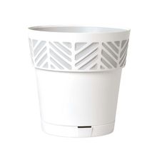 Maceta de ceramica 9.9" blanco/beige