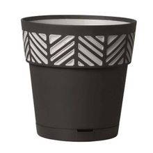 Maceta de ceramica 11.4" gris oscuro