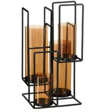 Candelabro Canton negro oro 20x20x41cm