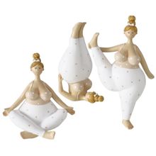 Adorno decorativo mujer yoga Zen blanco dorado surtx3