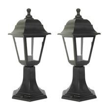 Lamp de piso set x2 exterior negro e27