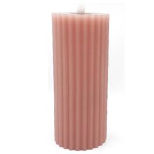 Vela Led Cilindro Tallado Rosa 6X18 Cm