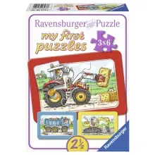 Rompecabezas 3x6pzas Excavadora,Tractor y Camion