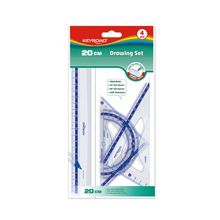 Juego geometrico plastico, rigido, 20 cm., pack x 4 piezas.