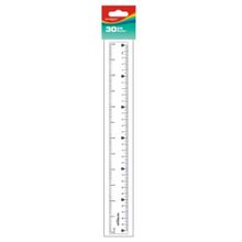 Regla plastica, rigida, 30 cm. (solo cm), pack x 1 und.