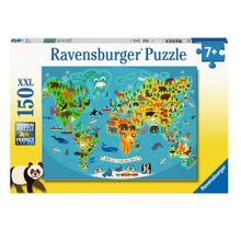 Mapa Del Mundo Con Animales 150 Pzas