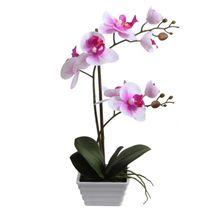 Flor orquídea Blanca Rosa en maceta 44cm