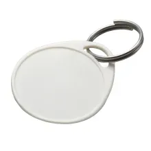 Llavero redondo con etiqueta blanco