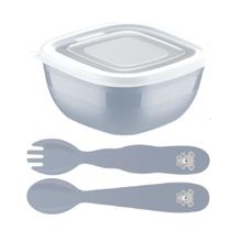 Juego Infantil Tupper + Cubiertos Azul  3 Pza
