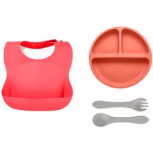 Kit de comida para ninos de 4 pzs rojo/naranja