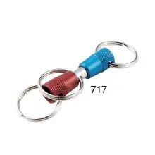 Llavero de 3 secciones rojo azul plata