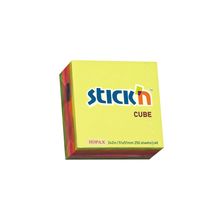 Cubo n. adhesivas neon, 2" x 2", multicolor, 250 h.