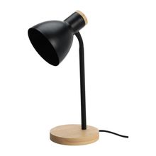 Lampara de mesa base madera caucho e14 negro