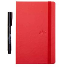 Libreta rayada color rojo con 84 hojas + 1 boligrafo color negro