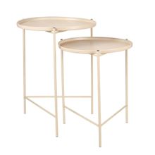 Set mesas auxiliares metal rosa d47cm