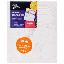 Set kids paint me lienzo + acrilicos+ pinceles x9unicorn mon