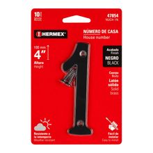 Numero 1 laton solido 4" negro