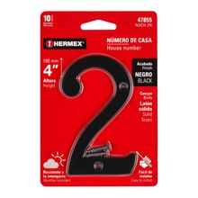 Numero 2 laton solido 4" negro