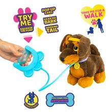 sprint peluche cachorro salchicha con correa