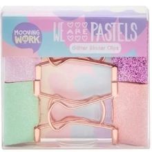 DOBLE CLIP GLITTER 4U MAW PASTEL MOOVING