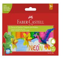 PLASTILINA TRINAGULAR 12 COLORES NEON FABER CASTERLL
